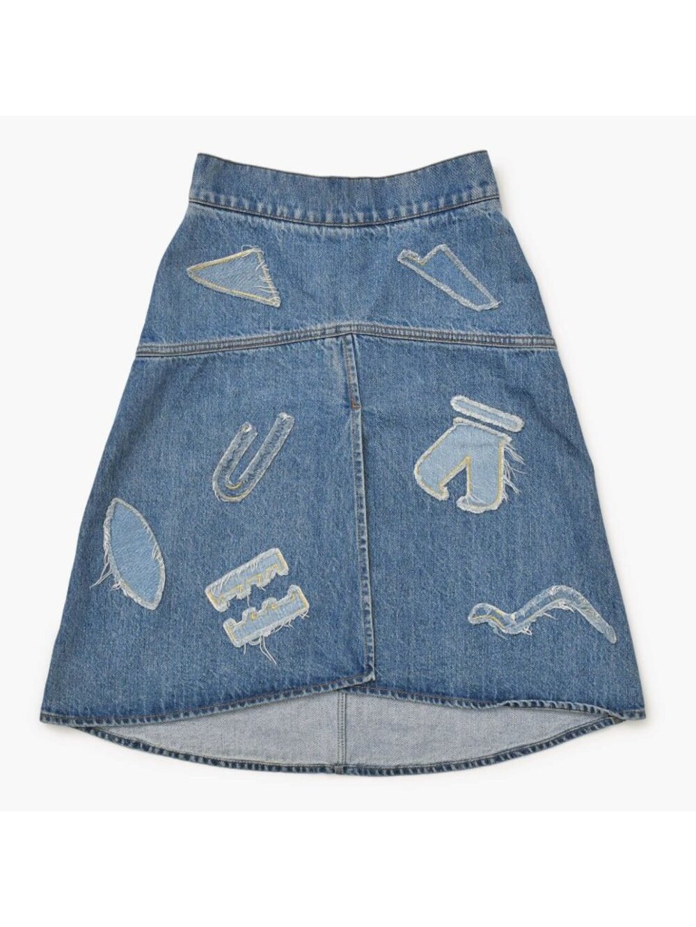 Chanel Denim Skirt Metiers D'art Collection CC Logo Patchwork